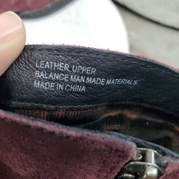 Born Shoes Womens Size 8.5 Burgundy Red Suede Cross Fringe Zip Boots - Picture 4 of 11